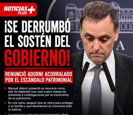SE DERRUMBÓ EL SOSTÉN DEL GOBIERNO: RENUNCIÓ ADORNI ACORRALADO POR EL ESCÁNDALO PATRIMONIAL
